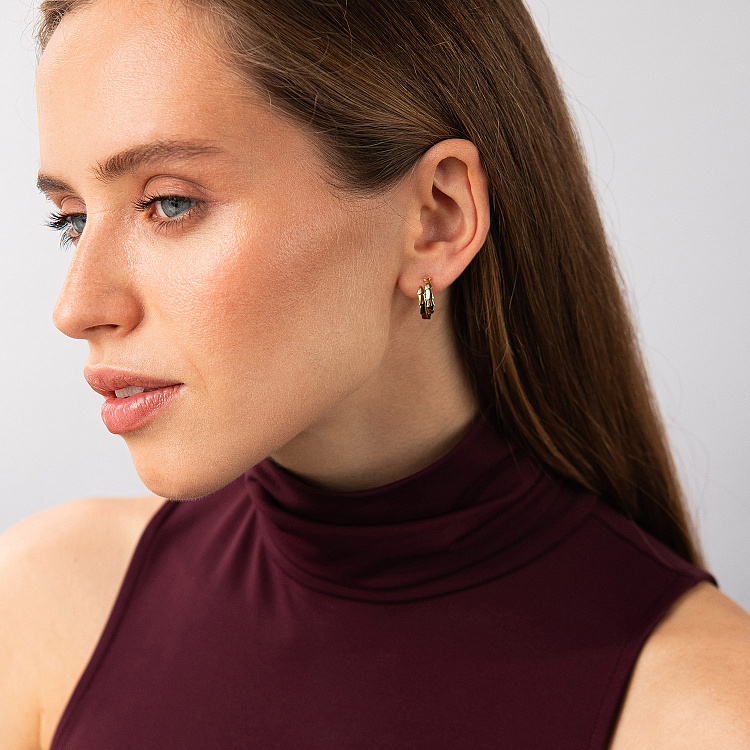 Серьги - кольца "Змеи" в желтом золоте с09460 от ювелирного магазина Оникс - 2