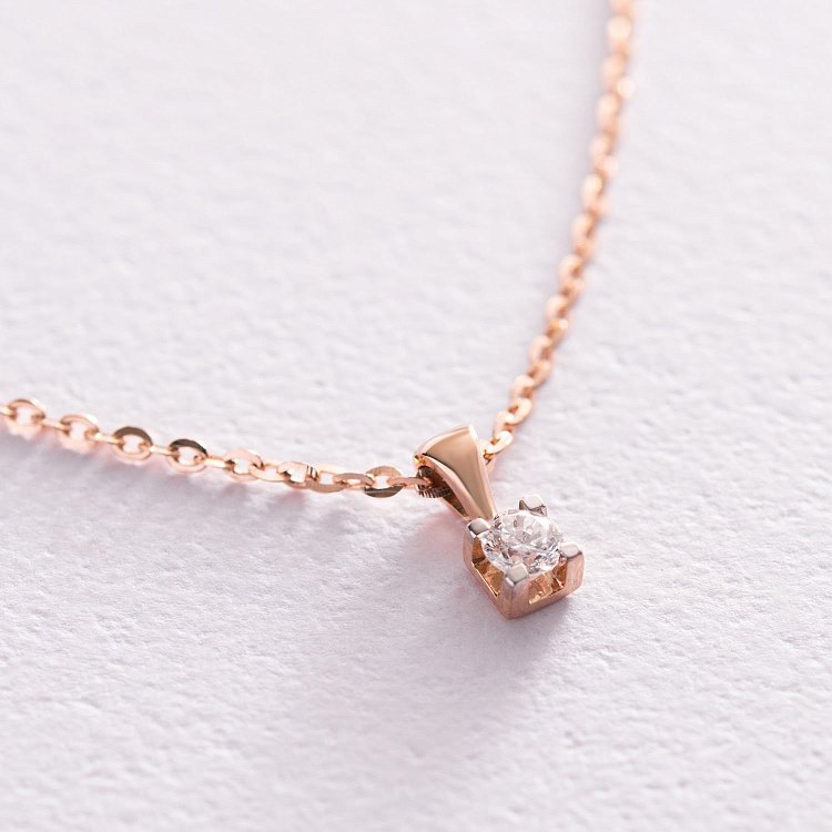 Золоте кольє з одним діамантом 104-10013 від ювелірного магазину Онікс - 2