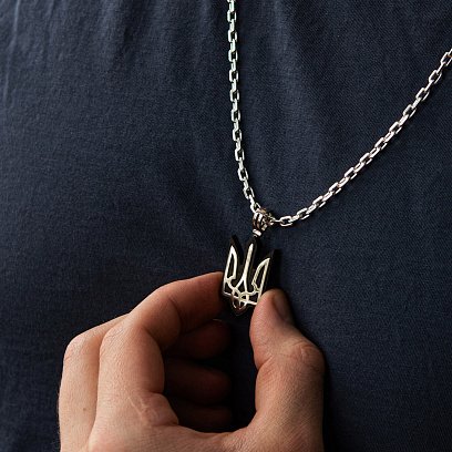 Серебряный кулон "Герб Украины - Тризуб" с эбеновым деревом 959 №10