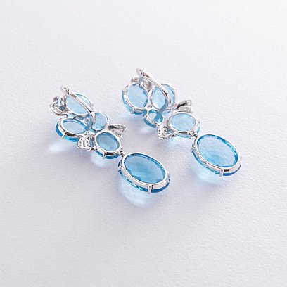 Золоті сережки з діамантами і топазами с1547A1 №4