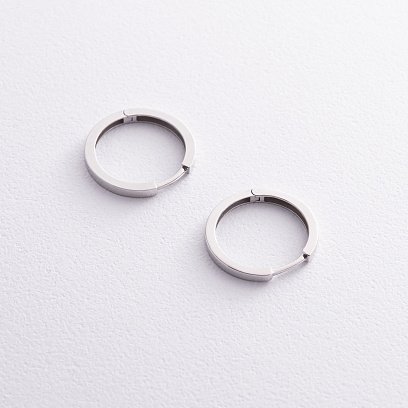 Серьги - кольца в белом золоте с08329 №4