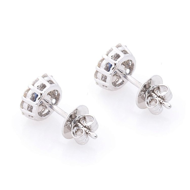 Золоті сережки-пусети (синій сапфір, діамант) сб0183gl від ювелірного магазину Онікс - 2