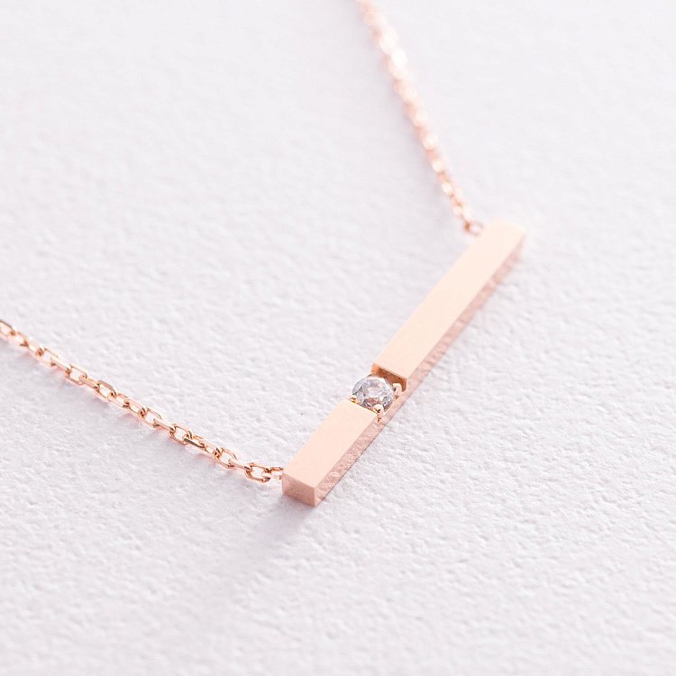 Золоте кольє з фіанітом кол01906 від ювелірного магазину Онікс - 3