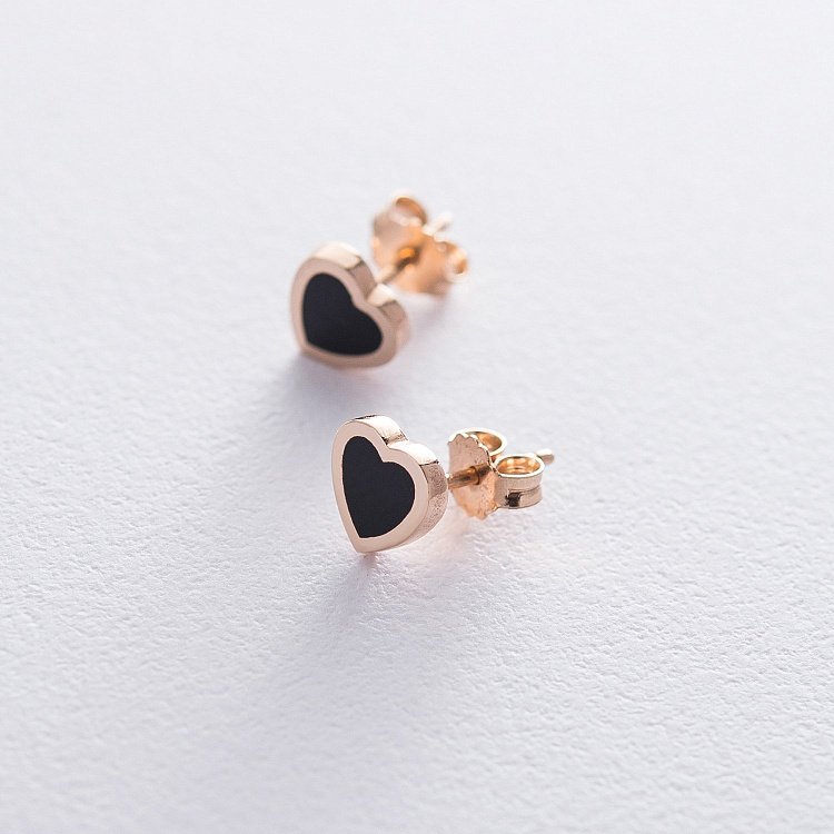 Золоті сережки "Сердечка" (емаль) с06504 від ювелірного магазину Онікс - 2