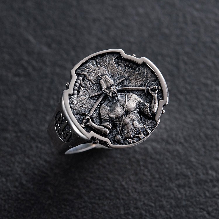 Чоловіча срібна печатка "Український козак" 112704 від ювелірного магазину Онікс