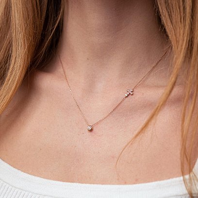 Золотое колье с крестиком (фианиты) кол02110 №4