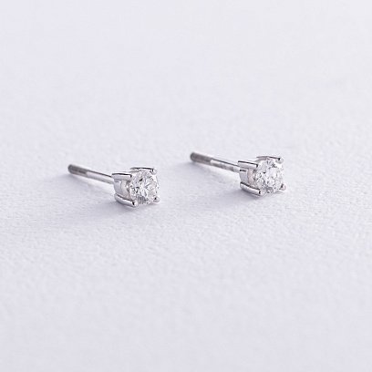 Золоті сережки - пусети 2 в 1 з діамантами 330741121 №5