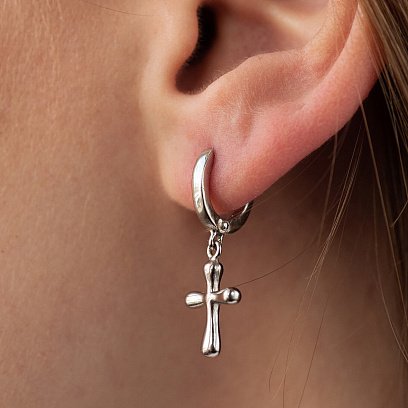Срібні сережки "Хрестики" 122201 №5