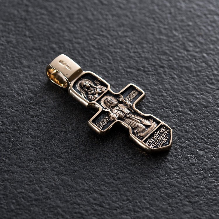 Золотий хрест "Розп'яття. Серафим Саровський" п03163 від ювелірного магазину Онікс - 4