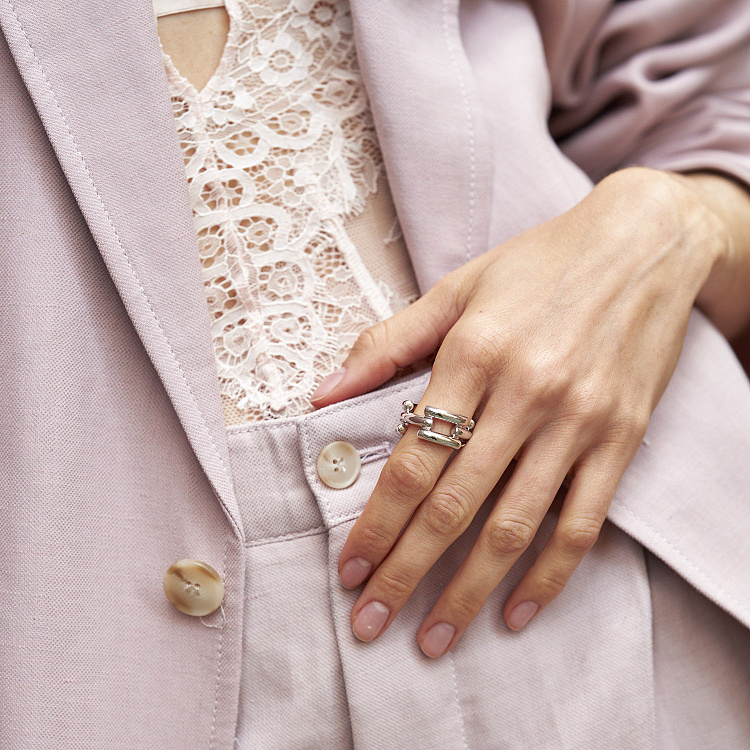 Срібна каблучка "Ритм"  7440род від ювелірного магазину Онікс - 1