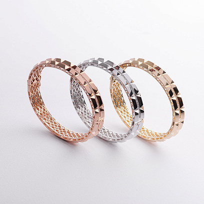 Жорсткий браслет "Charlotte" з фіанітами (червоне золото) б05491 №6