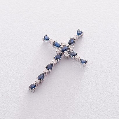 Золотий хрестик (діамант, сапфір) пб0198са