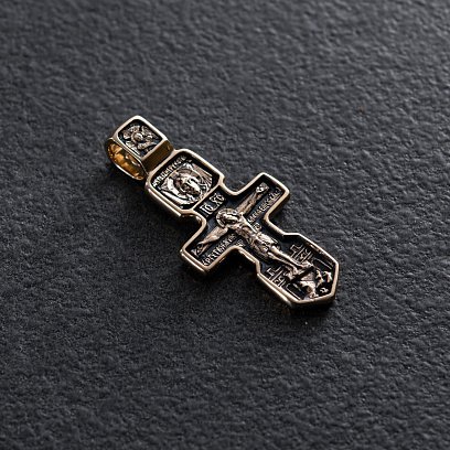 Золотой крест "Распятие. Серафим Саровский" п03163 №4
