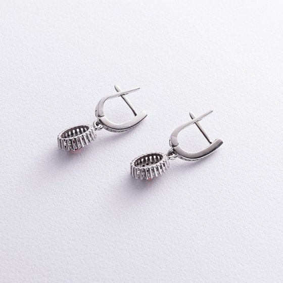 Серебряные серьги с пиропами и фианитами GS-02-086-4110 №3