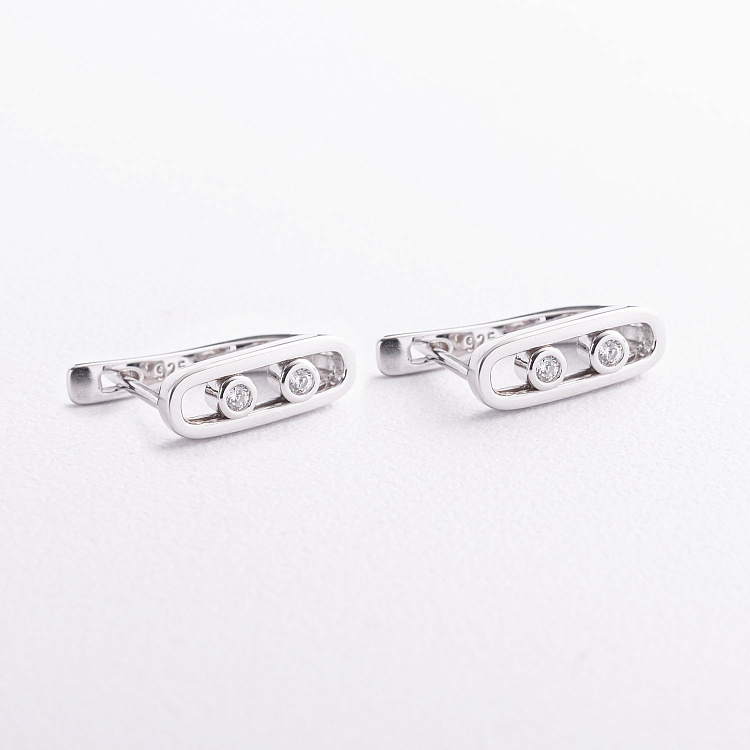 Срібні сережки "Daphne" з фіанітами 123543 від ювелірного магазину Онікс - 1