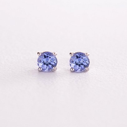 Золоті сережки - пусети з танзанітами сб0419gl №3