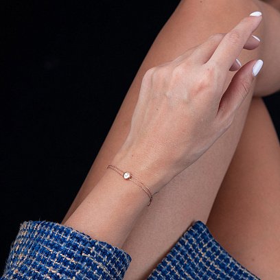 Золотой браслет с фианитом б04036 №4