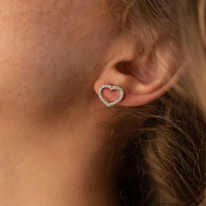 Золоті сережки - пусети "Сердечка" з фіанітами с08281 №4