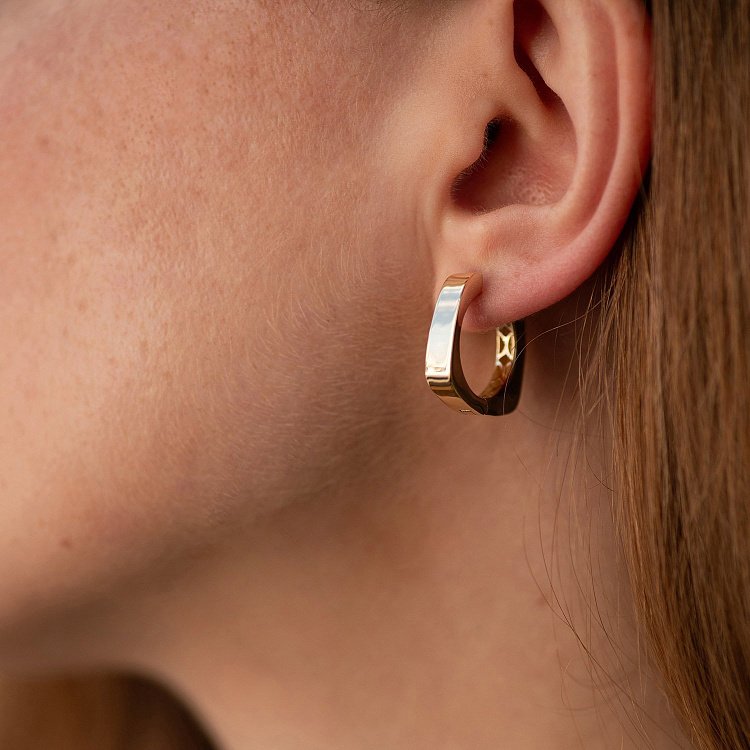 Сережки - кільця "Nora" у жовтому золоті с08945 від ювелірного магазину Онікс - 5