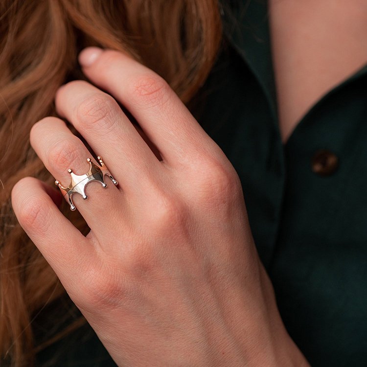 Золотое кольцо "Корона" к05636 от ювелирного магазина Оникс - 1