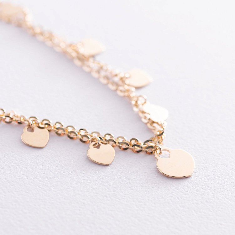 Браслет "Сердечки" в жовтому золоті б04501 від ювелірного магазину Онікс - 3