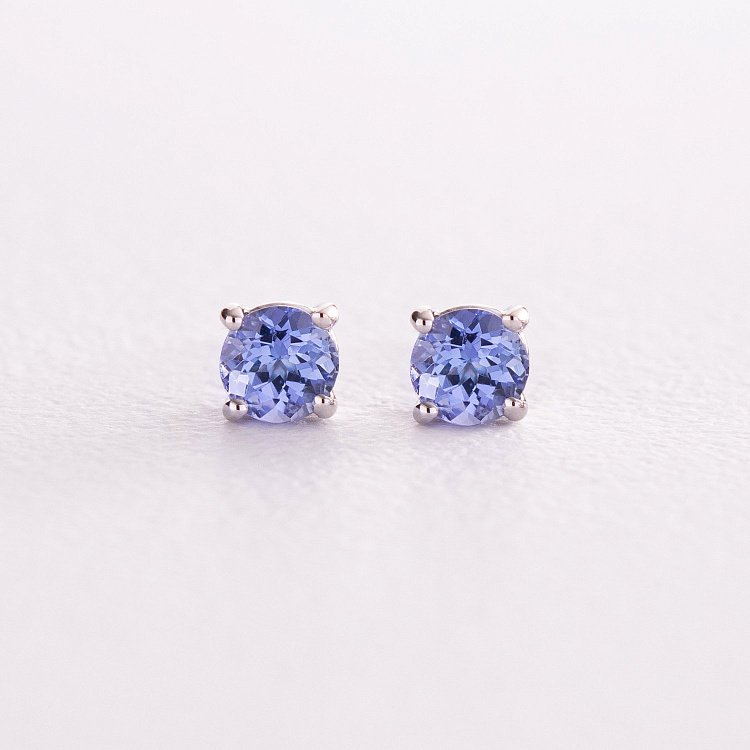 Золоті сережки - пусети з танзанітами сб0419gl від ювелірного магазину Онікс - 3