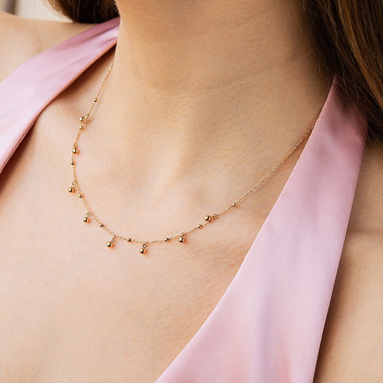 Кольє "Кульки" у червоному золоті кол02613 від ювелірного магазину Онікс - 3