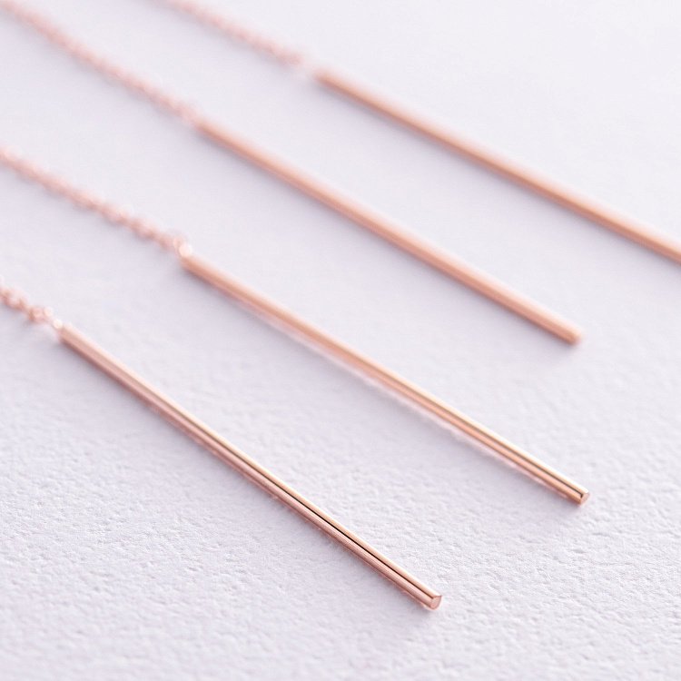 Серьги - протяжки в красном золоте с06339 от ювелирного магазина Оникс - 2