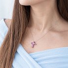 Золотий хрест з діамантами та рубінами п252 от ювелирного магазина Оникс - 1