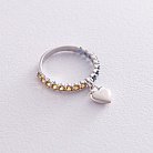 Серебряное кольцо "Сердечко" с синими и желтыми камнями 069890 от ювелирного магазина Оникс