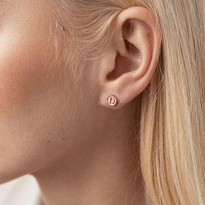 Сережки - пусети "Love" у червоному золоті с07731 №8