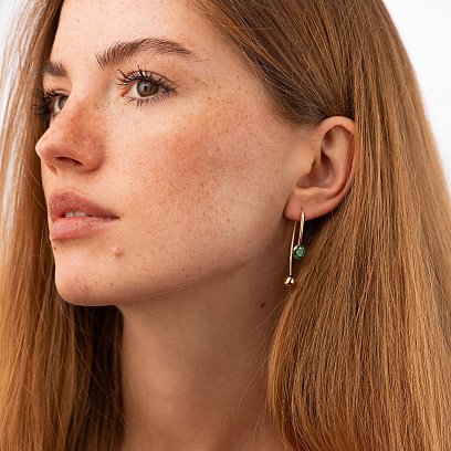 Золотые серьги "Вдохновение" (фианиты) с07039 №2