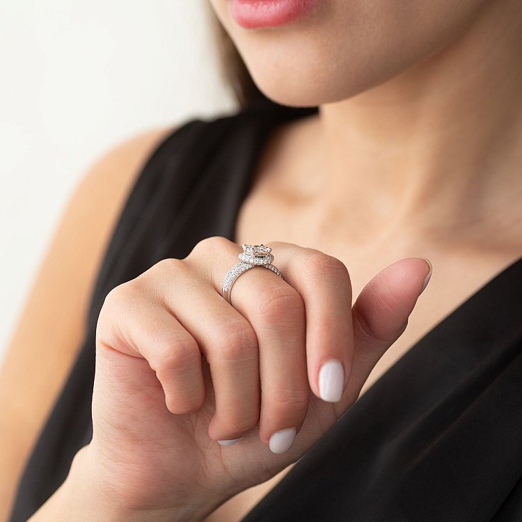 Золота каблучка з діамантами YGR0064cha - 3 Золота каблучка з діамантами YGR0064cha від ювелірного магазину Онікс - 3