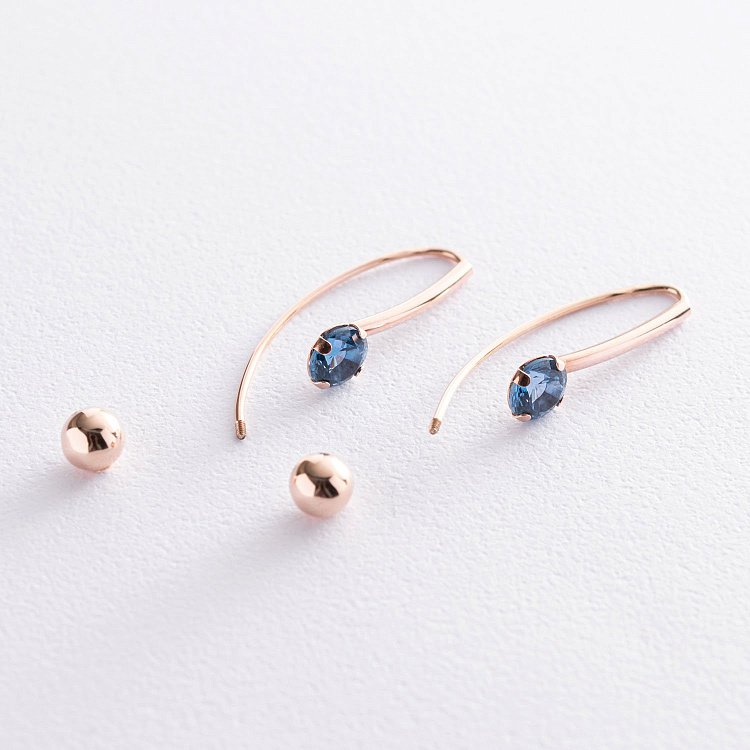 Золоті сережки "Натхнення" (фіаніти) с07040 від ювелірного магазину Онікс - 2