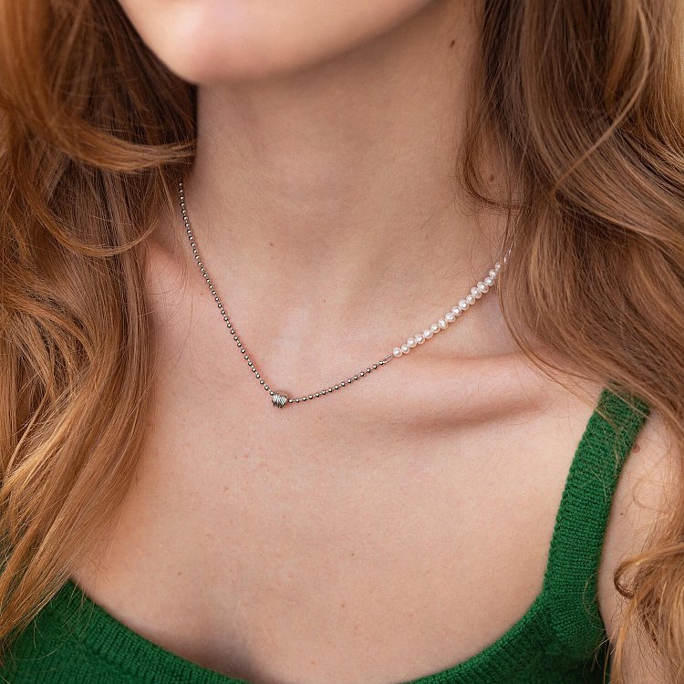 Срібне кольє "Перлинки та кульки" 181233 від ювелірного магазину Онікс - 1