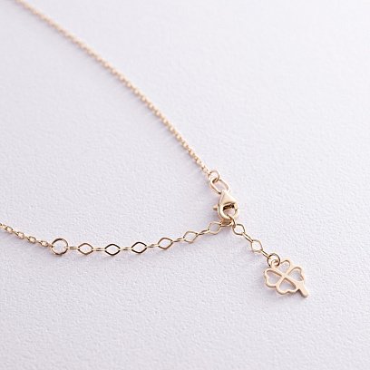 Кольє "Конюшина" в жовтому золоті (перламутр) кол02381 №6