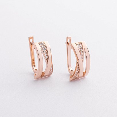 Золотые серьги с фианитами с08271