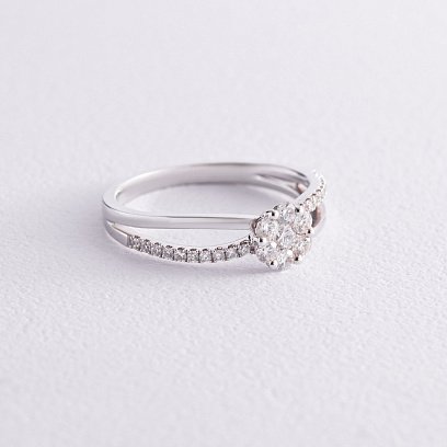 Кольцо "Цветочек" в белом золоте с бриллиантами к269cha №3