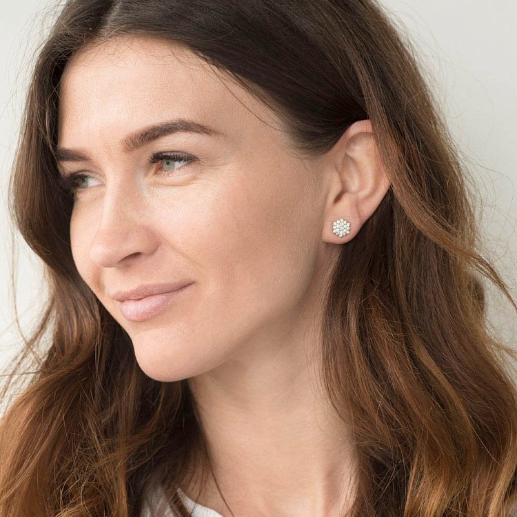 Золотые серьги-пусеты с бриллиантами сб0109gl - 2 Золотые серьги-пусеты с бриллиантами сб0109gl от ювелирного магазина Оникс - 2