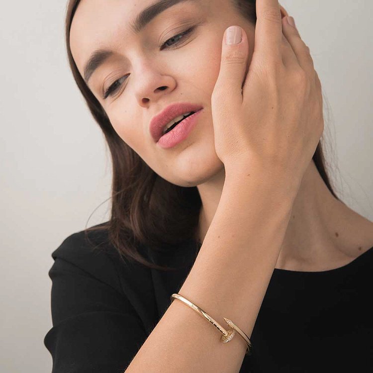 Золотой браслет "Гвоздь" с фианитами б02241 от ювелирного магазина Оникс - 5