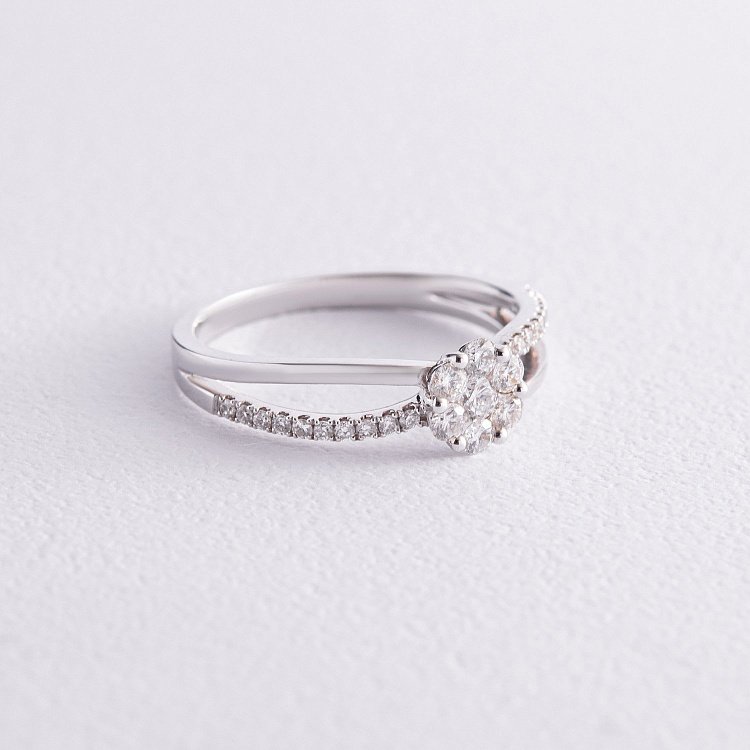 Кольцо "Цветочек" в белом золоте с бриллиантами к269cha от ювелирного магазина Оникс - 2