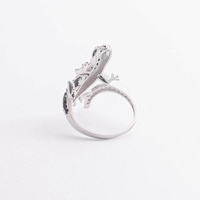 Каблучка "Ящірка" в білому золото (фіаніти) к05996 №5