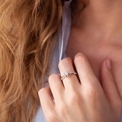 Кольцо "Цветочек" в белом золоте с бриллиантами кб0057cha №6