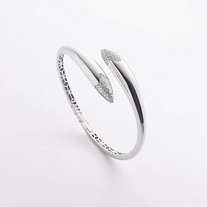 Жорсткий браслет "Rosemarie" у білому золоті (фіаніти) б05605