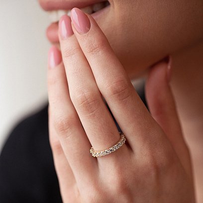 Кольцо "Paris" с дорожкой камней в желтом золоте к07201 №9