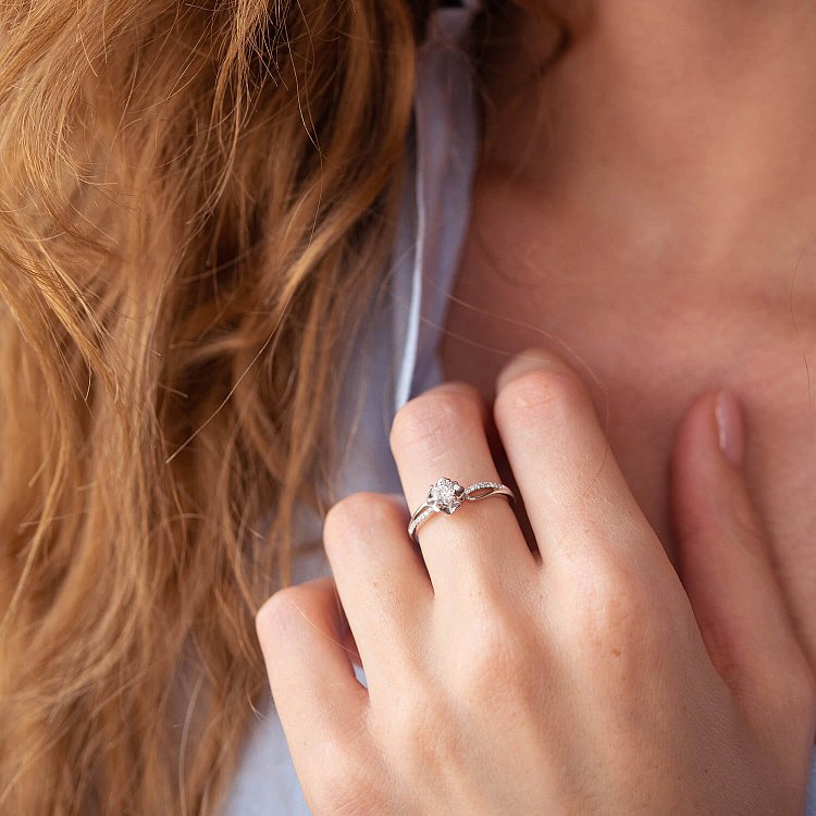 Кольцо "Цветочек" в белом золоте с бриллиантами кб0057cha от ювелирного магазина Оникс - 5