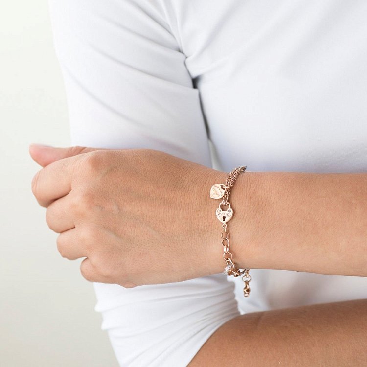 Золотой браслет с сердечком (фианиты) б03448 от ювелирного магазина Оникс - 3