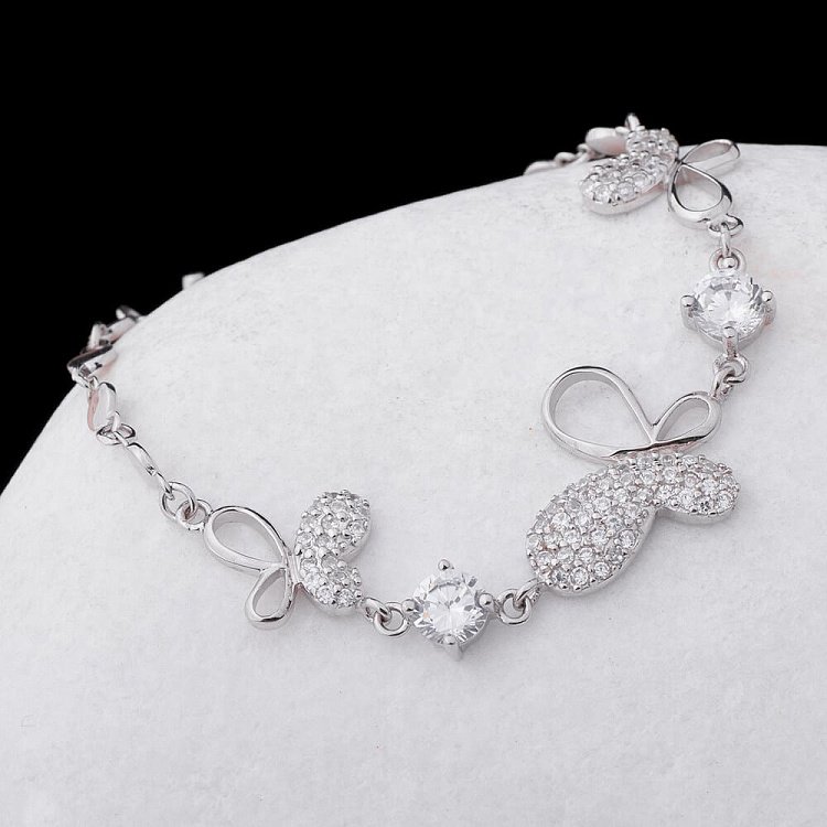 Родированый серебряный браслет с фианитами 14608 от ювелирного магазина Оникс - 3