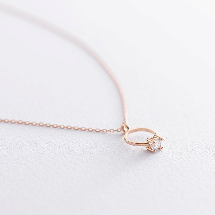 Золоте кольє із заручальною каблучкою (фіаніт) кол01738 від ювелірного магазину Онікс - 2