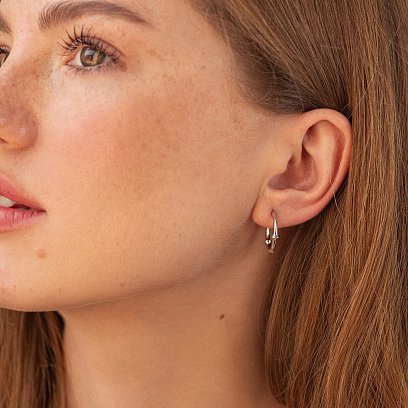 Серебряные серьги - кольца "Bamboo" 123390 №2